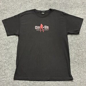 City of Sin Casino & Lounge LA Graphic T-Shirt Mens Large Black Short Sleeve